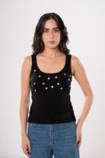 Seashell Stud Tank Top - Black