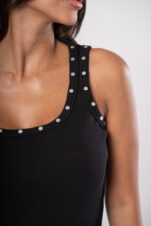 Ribbed Studded Tank Top - Black - Image 7