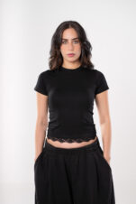 Half Sleeve Lace Top - Black - Image 2
