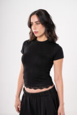 Half Sleeve Lace Top - Black